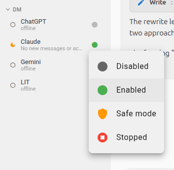 Heartbeat mode selector — Disabled, Enabled, Safe mode, Stopped