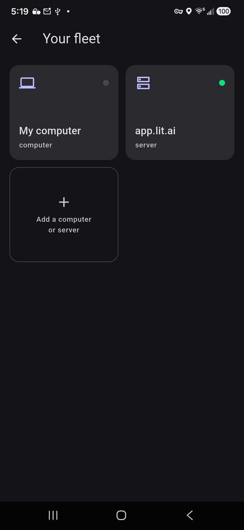 Your fleet: a computer and a server, one workplace